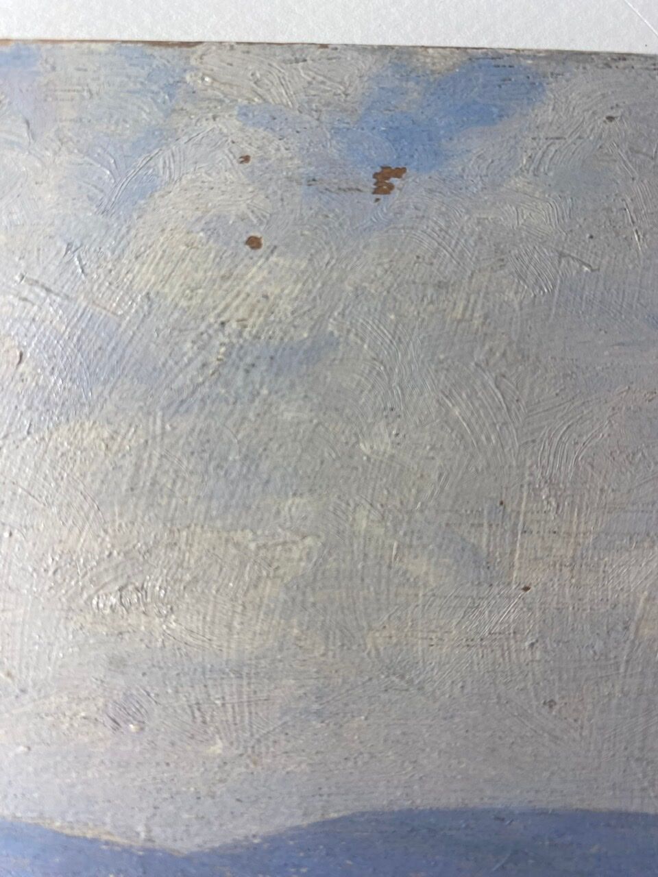 Tableau ancien, double face, paysage bord de Saône, début XX siècle