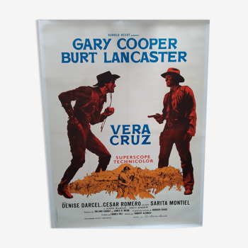 Original entoilee poster of the film vera cruz 1954