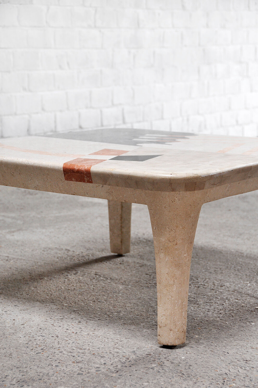 Vintage Geometric Tesselated Faux Stone Coffee Table, Italy 1980's