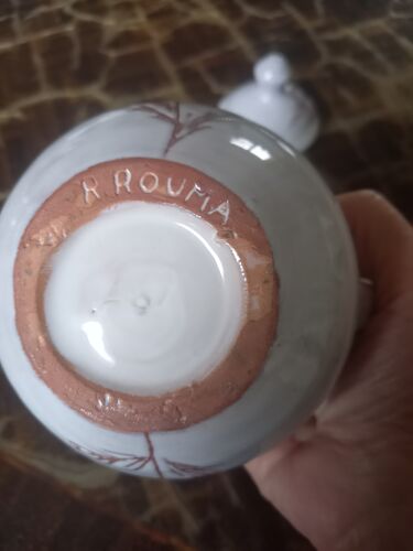 Pot couvert R.Rouma céramique émaillée de Vallauris vintage