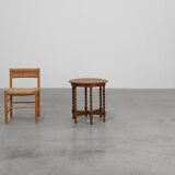 Solid Oak Carved Side Table with Barley-twist legs, France ca. 1890