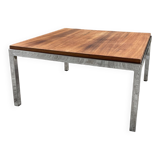 Walnut and modernist chrome coffee table