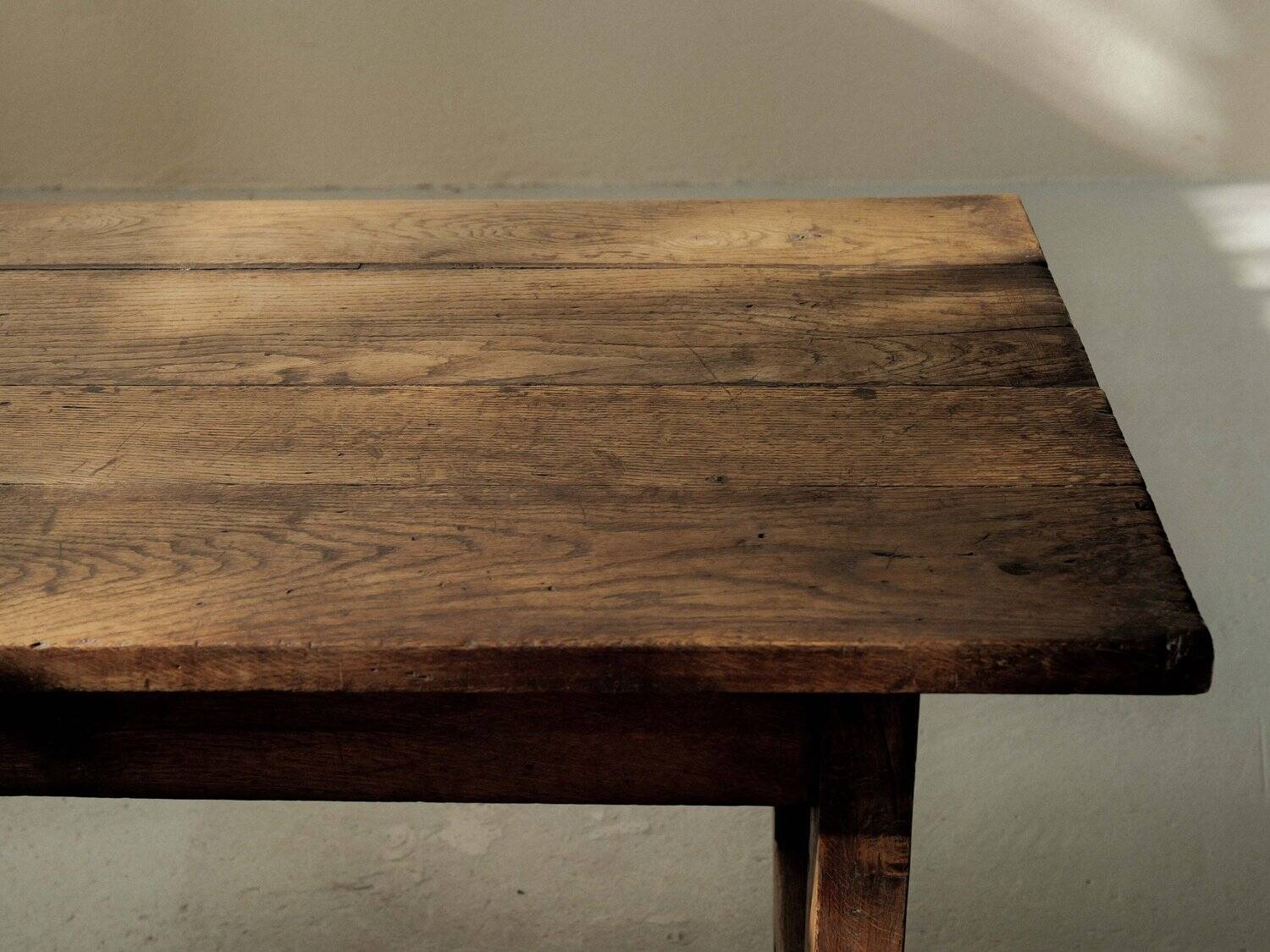 Handcrafted solid oak farmhouse table – France, 1950s