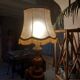Vintage wooden lamp with fringed shade