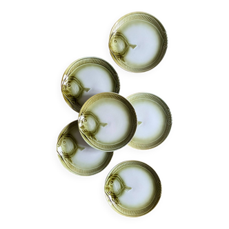Set of 6 Moulin des Loups fish flat plates