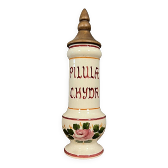 Vintage Pharmacy covered pot in Clamecy earthenware, 20th century period