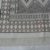 Authentic Traditional Tribal Berber Wool Rug with Geometric Pattern