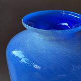 Large blue glass vase 37cm