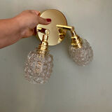 Double vintage tulip wall light in moulded glass.