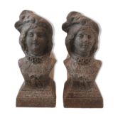Paire de chenets anciens en fonte