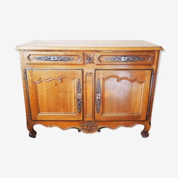 Old Louis XV low buffet in solid wood, cherry