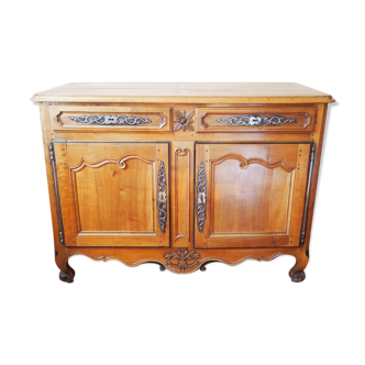 Old Louis XV low buffet in solid wood, cherry