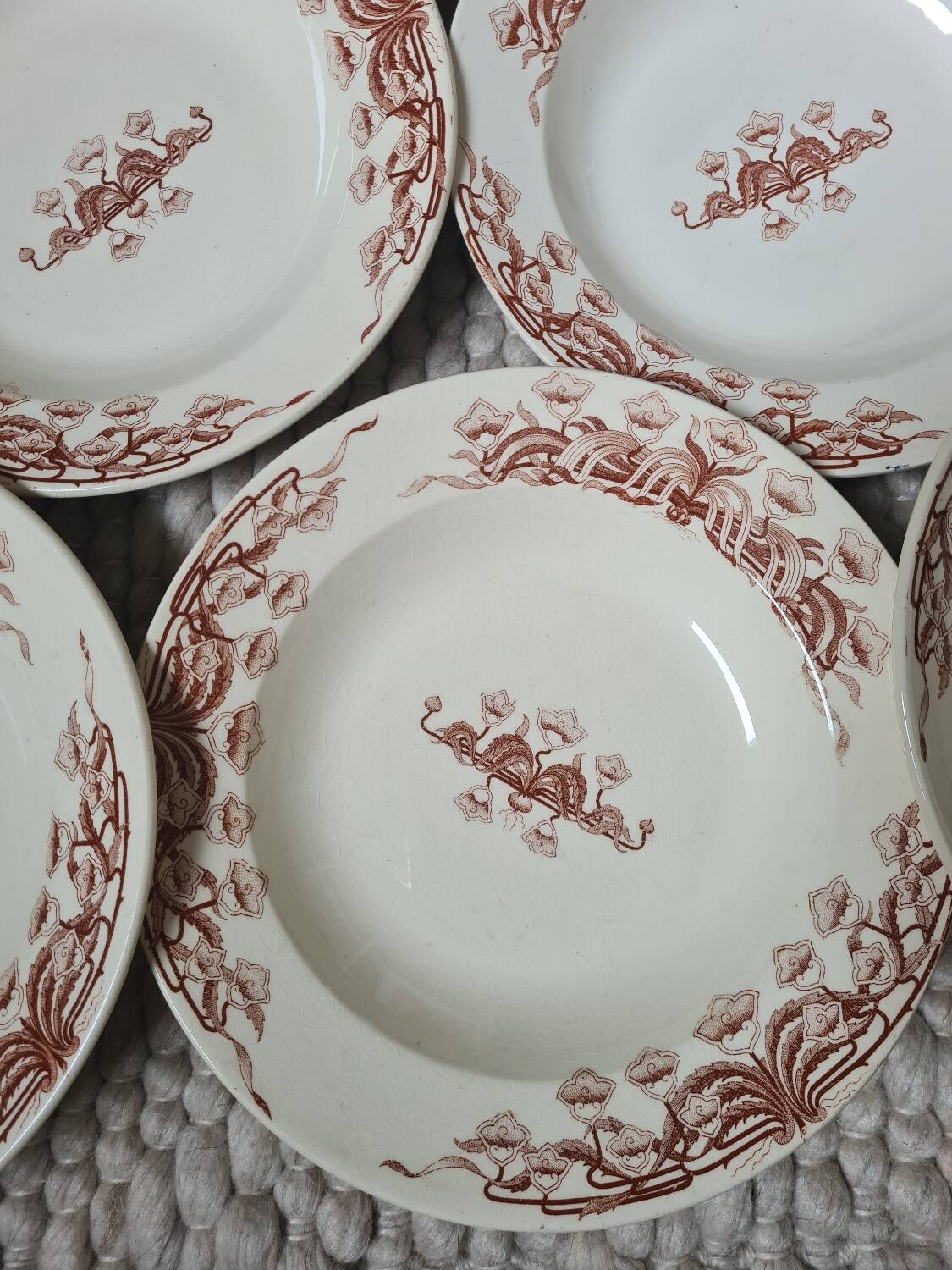 Sarreguemines Iron Earth Soup Plates 1910