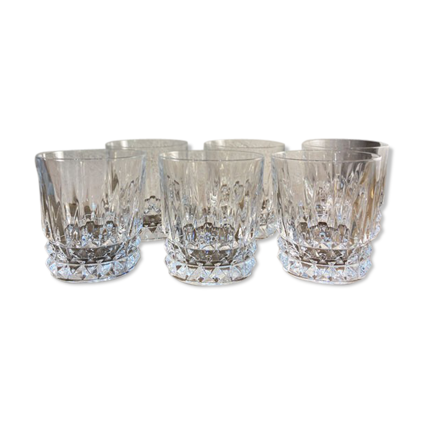 Series of 6 crystal whiskey glasses
