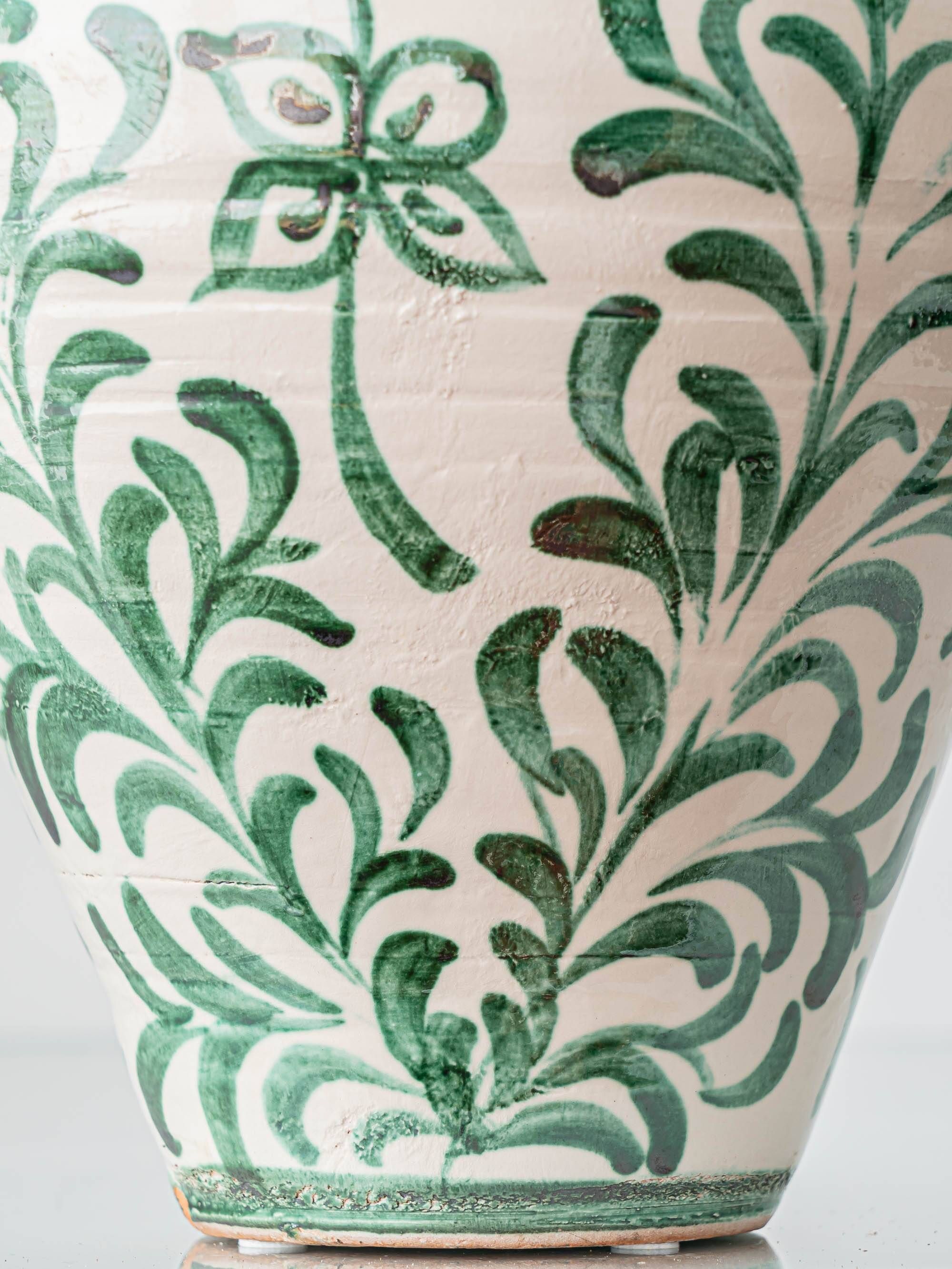 Spanish Revival Ceramic Table Lamp Pair from Granada, New Linen Lampshades