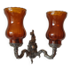 Applique murale en métal ciselé couleur argenté 2 feux  avec tulipe verre orangé