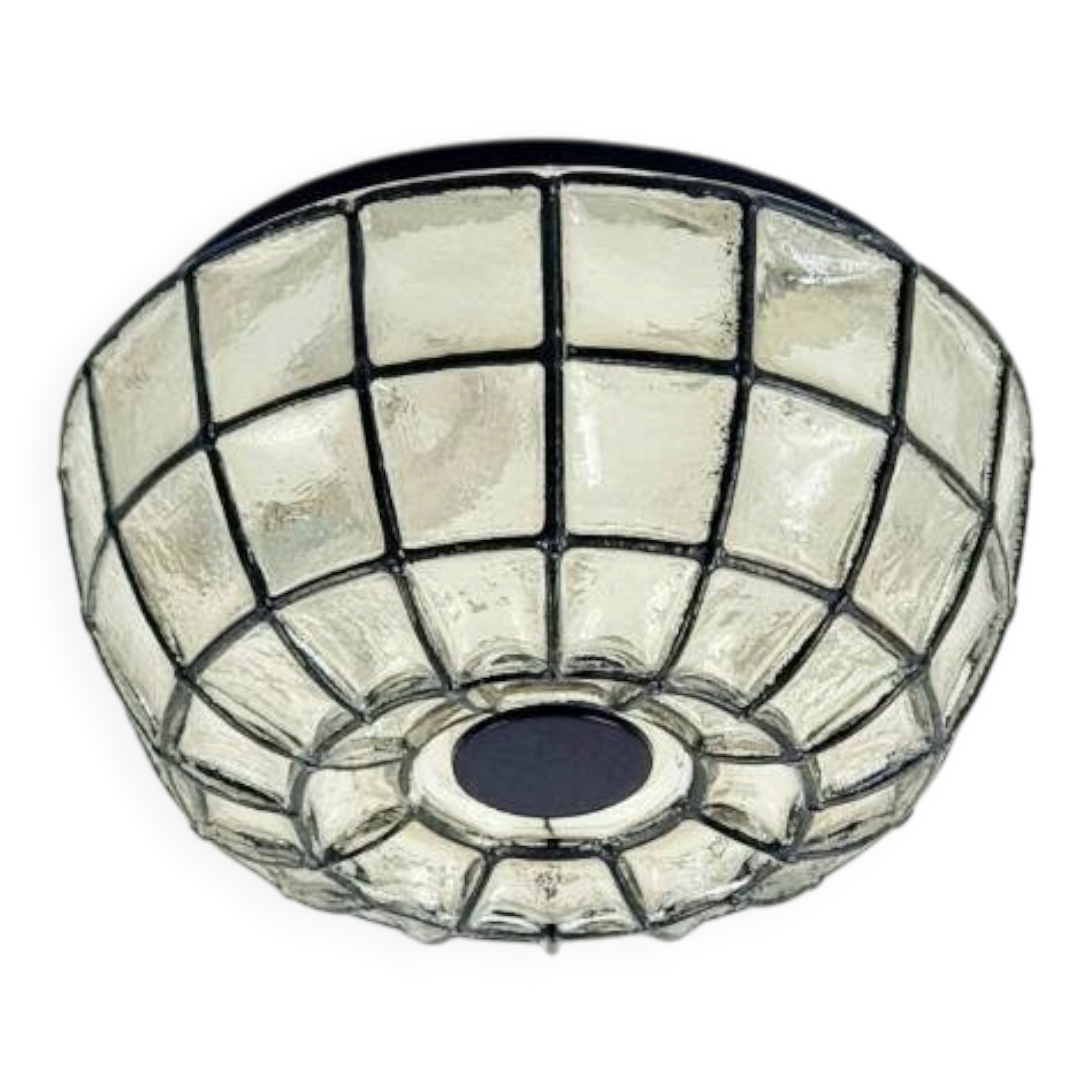 1 Of 2 Mid Century Modern Glass Ceiling Lights From Limburg, Germany, 1970s