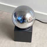Mid Century Philips table lamp, silver mirror bulb cube light