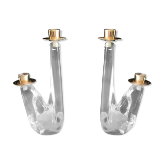 old pair of crystal candlesticks schneider France