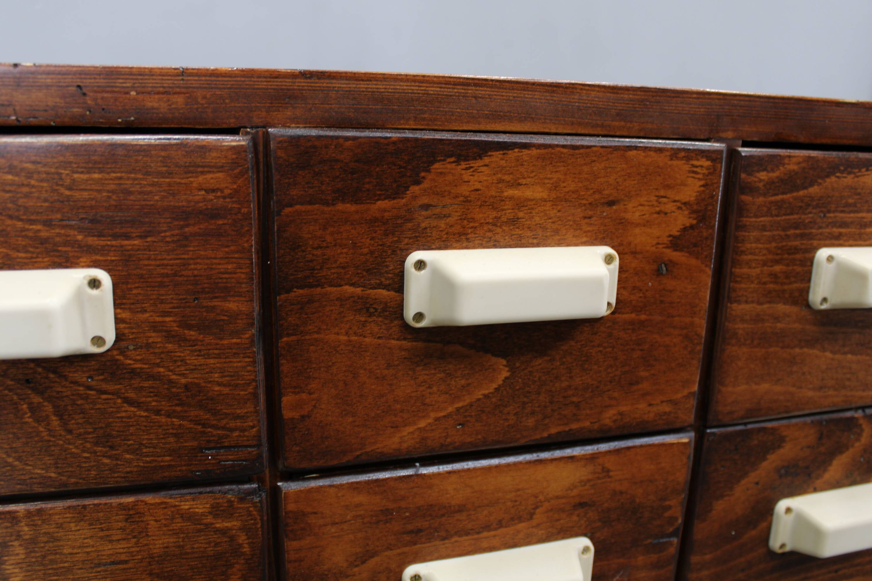 1940s Czechoslovak industrial bank drawer cabinet