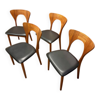Set of 4 teak chairs by Niels Koefoed, 1960