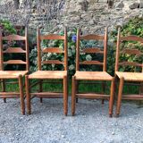 4 oak mulched chairs
