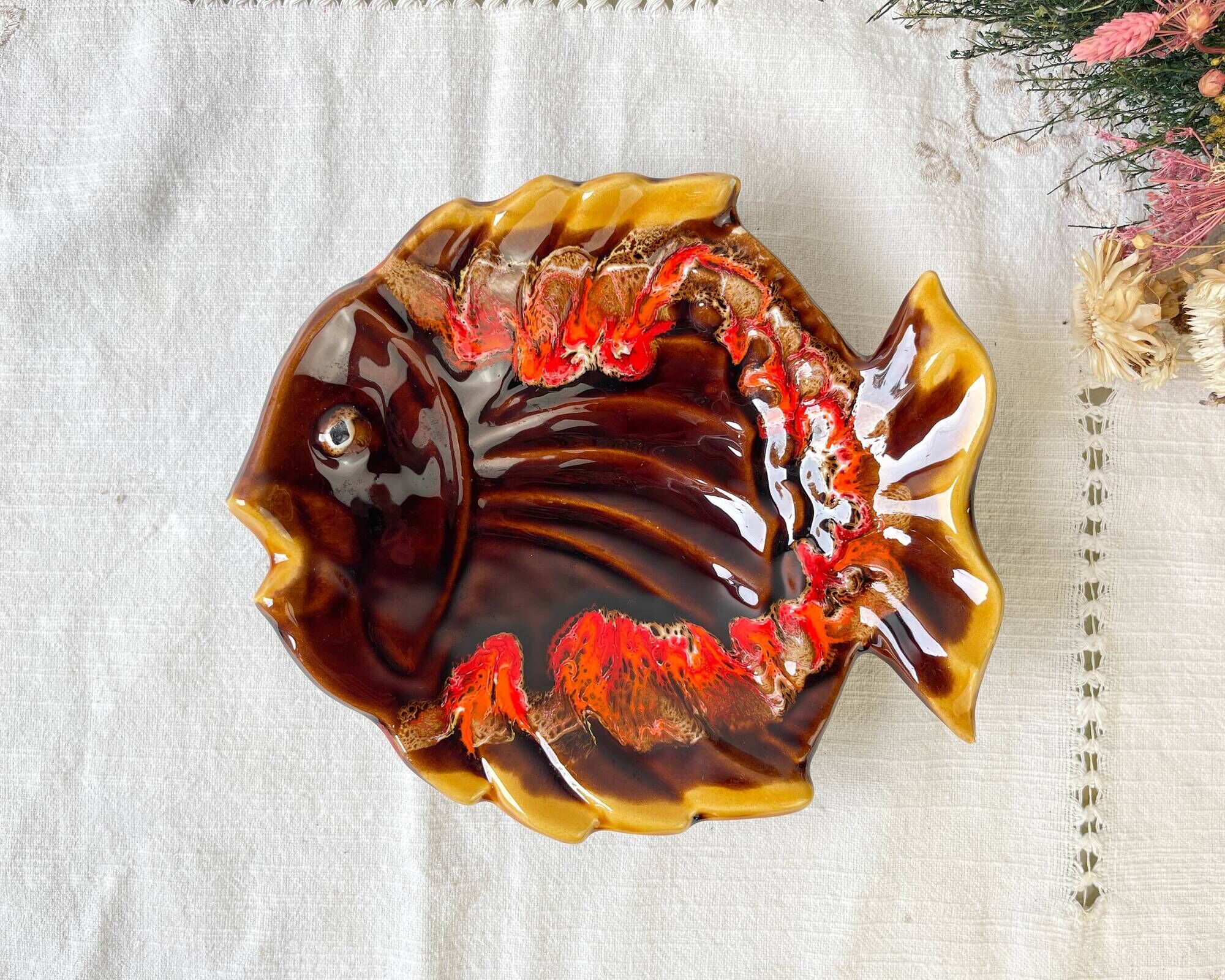 Small vintage ceramic fish dish VALLAURIS 1950/60