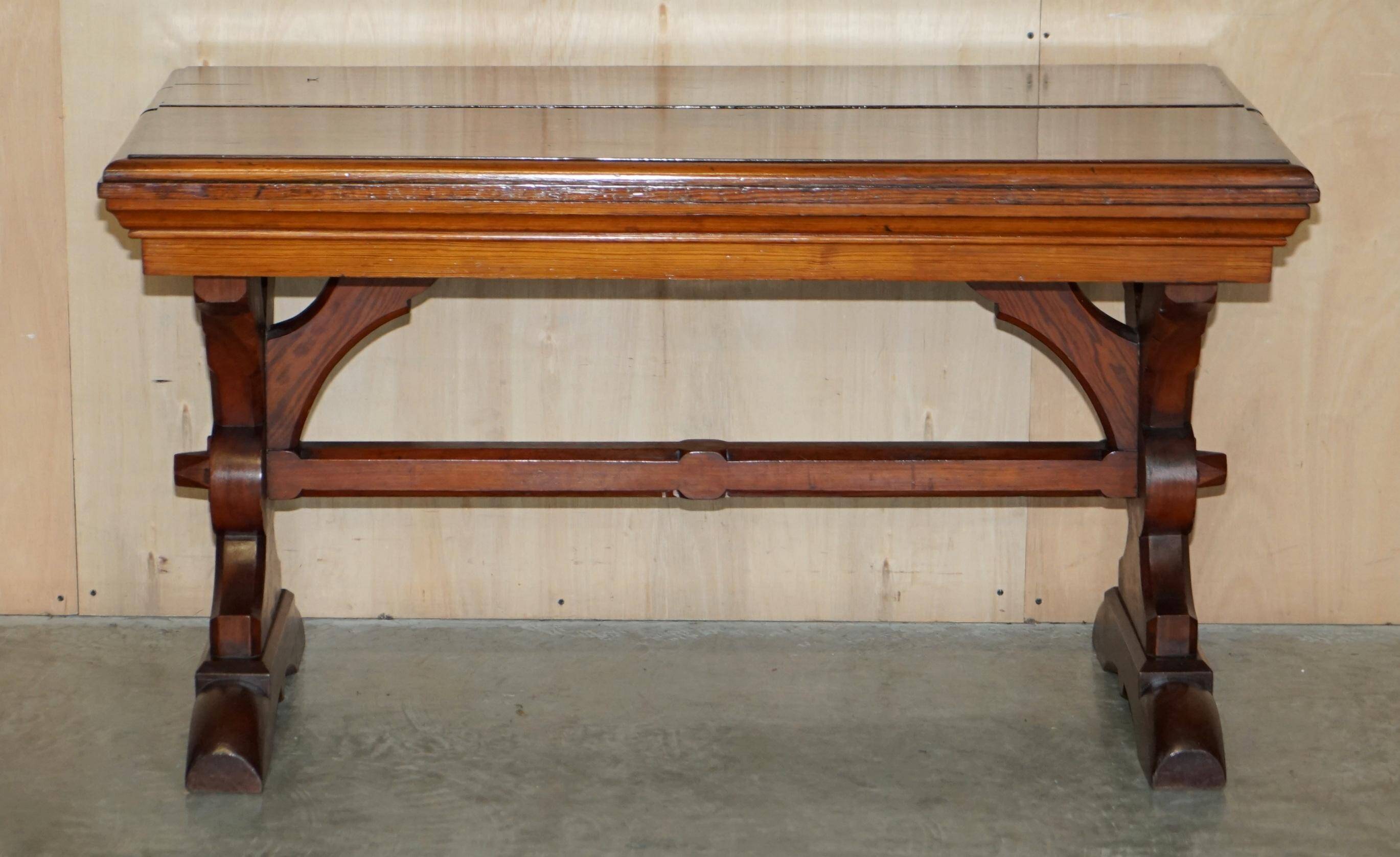 Victorian Gothic library table in antique oak