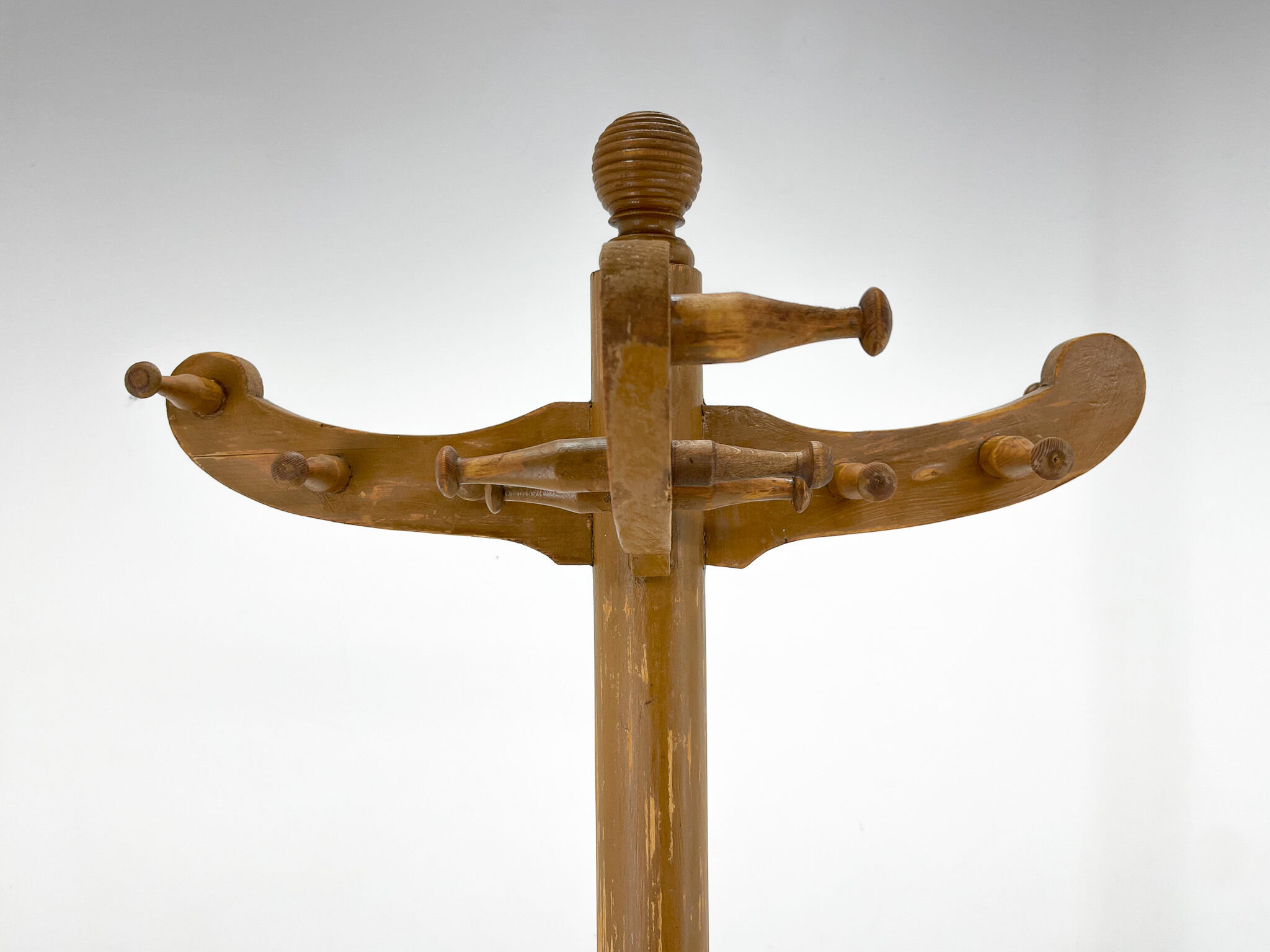 Vintage all-wood coat stand, Czechoslovakia, 1950's