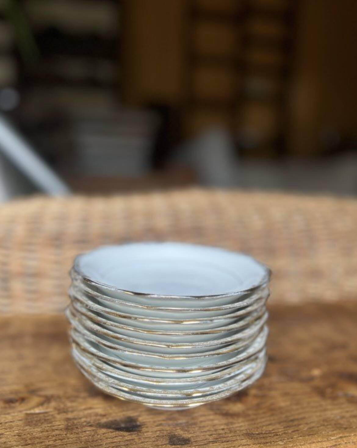 Set of 10 very small soup plates - Pommier Dureil 72 - Porcelain