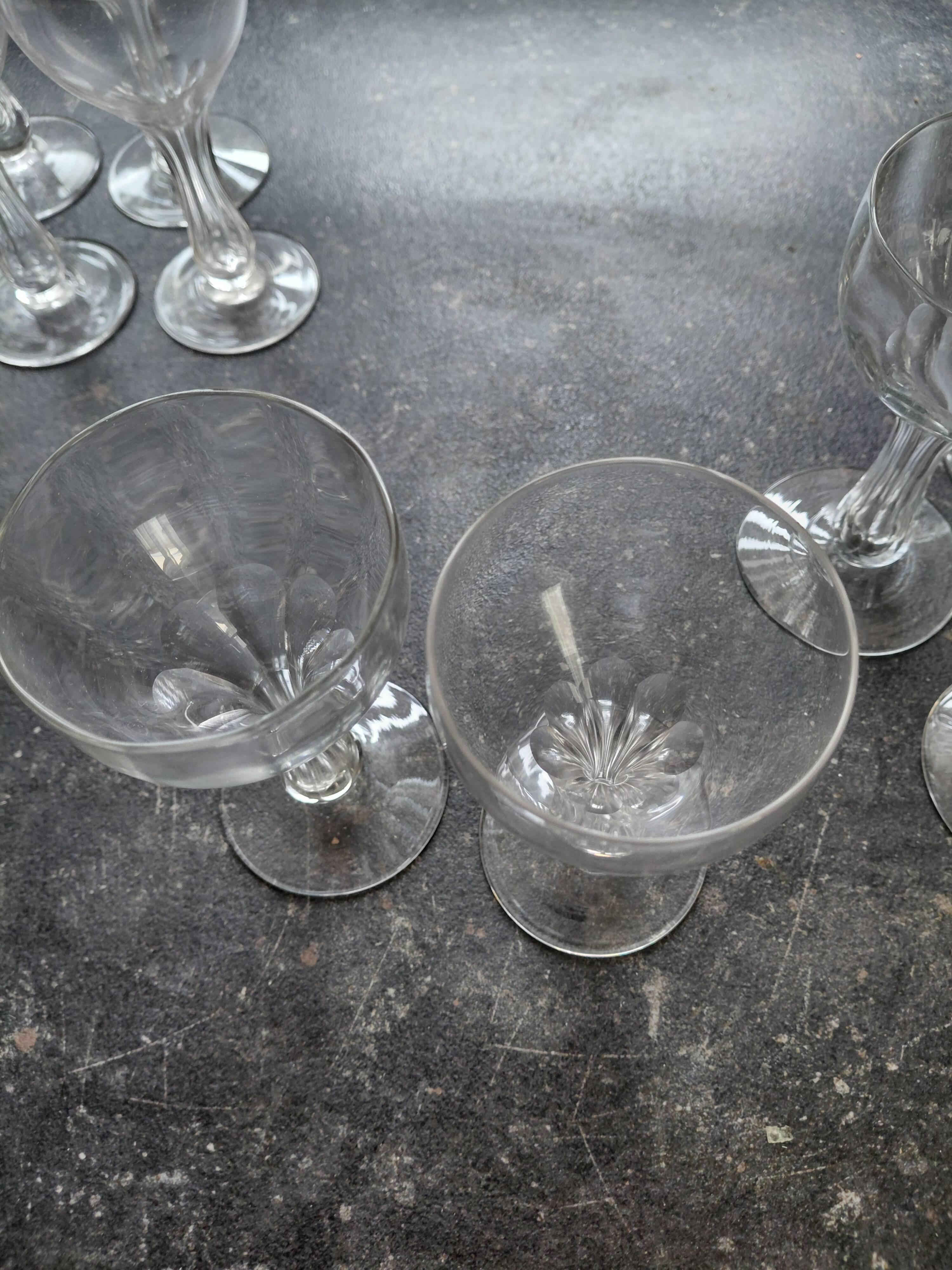 6 antique champagne flutes