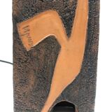 Brutalist ceramic lamp with stylized bird decor