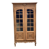 Renovated Parisian Art Deco display case in solid raw oak 112cm
