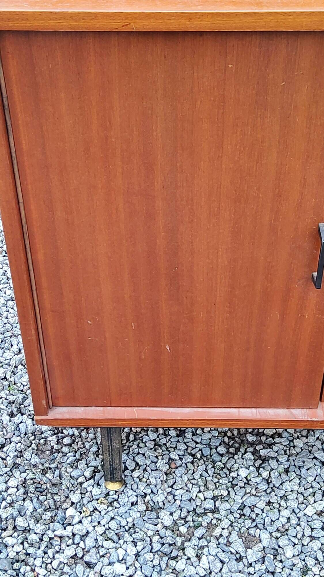 Pair of vintage mahogany sideboards with square metal legs from the 60s