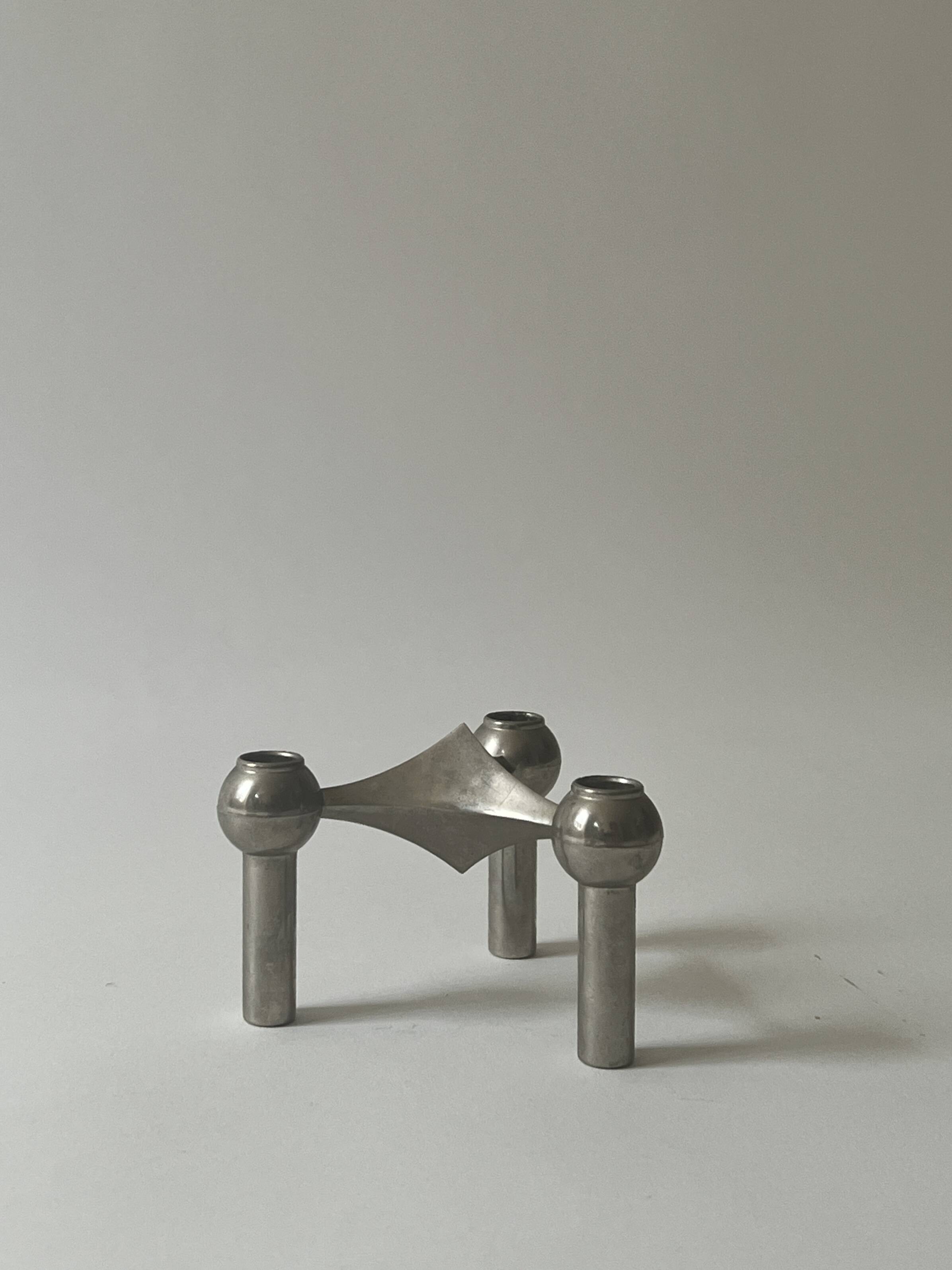 Bougeoir design Stoff Nagel en métal chromée véritable, Danemark