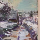 Oil on canvas, landscape under the snow, Jacques Wallart