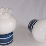Pair of duck blue and white opaline lamps