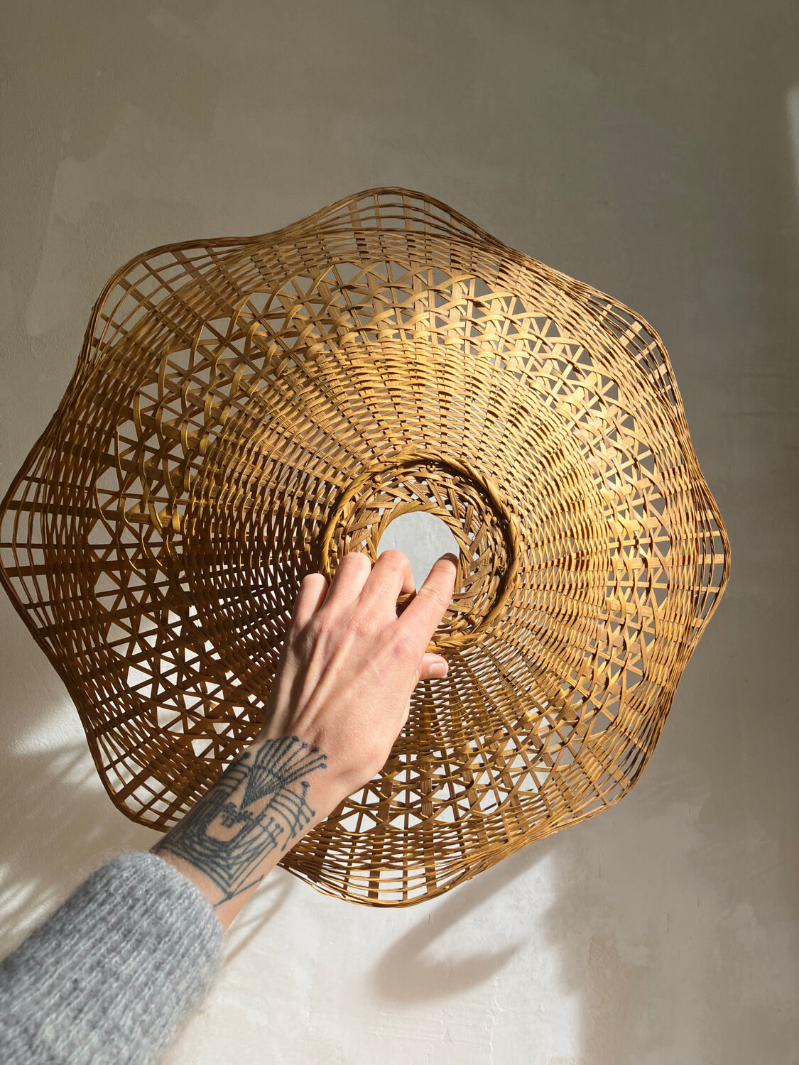 Vintage rattan and wicker pendant light