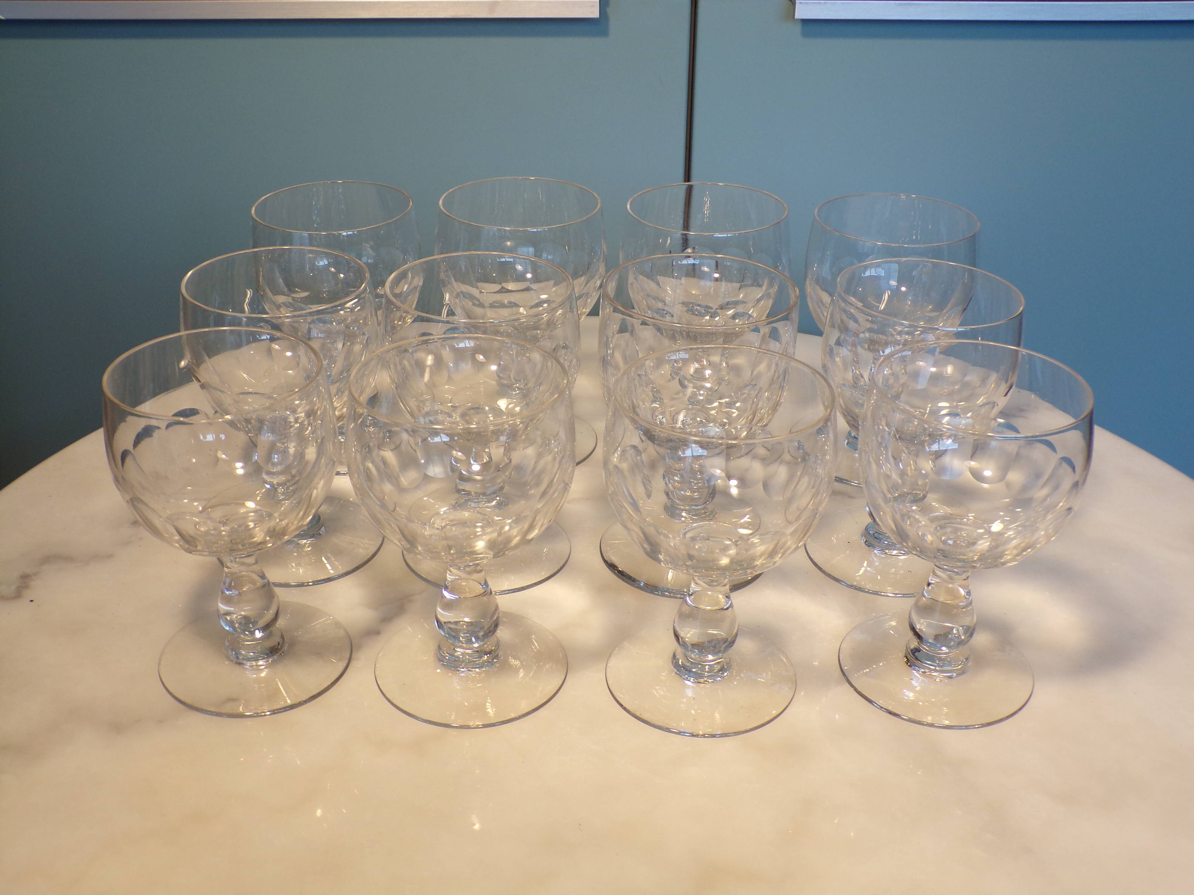 12 faceted crystal stemmed glasses from 1900