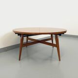 Large round vintage Scandinavian coffee table Smorrebrod by Arne Vodder, extendable into a dining table
