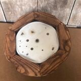 Old Bubble Glass Ceiling Light + Vintage Wood Contour #A705