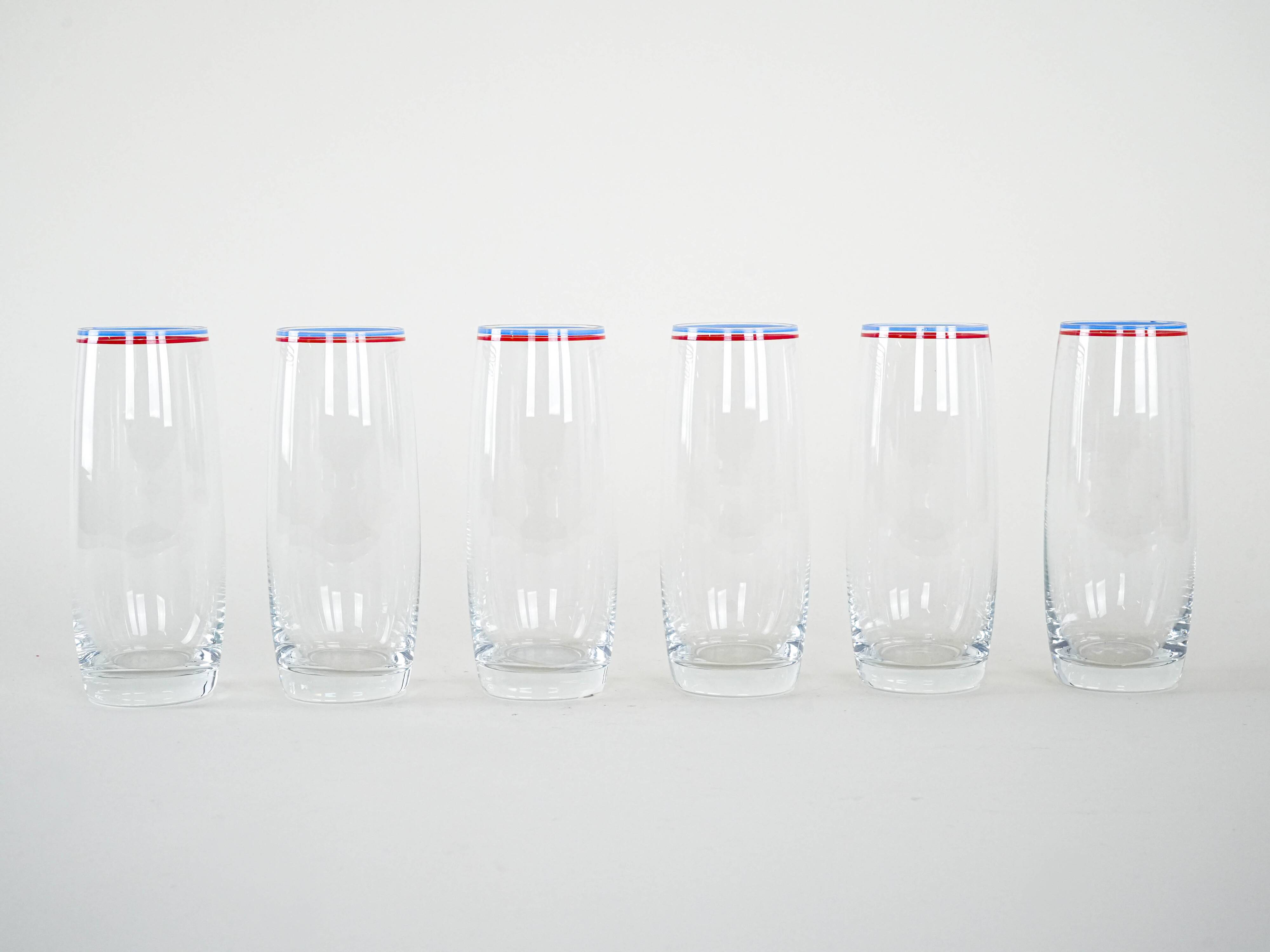 Set of six glasses, Italian design, 1970s, made in Italy
