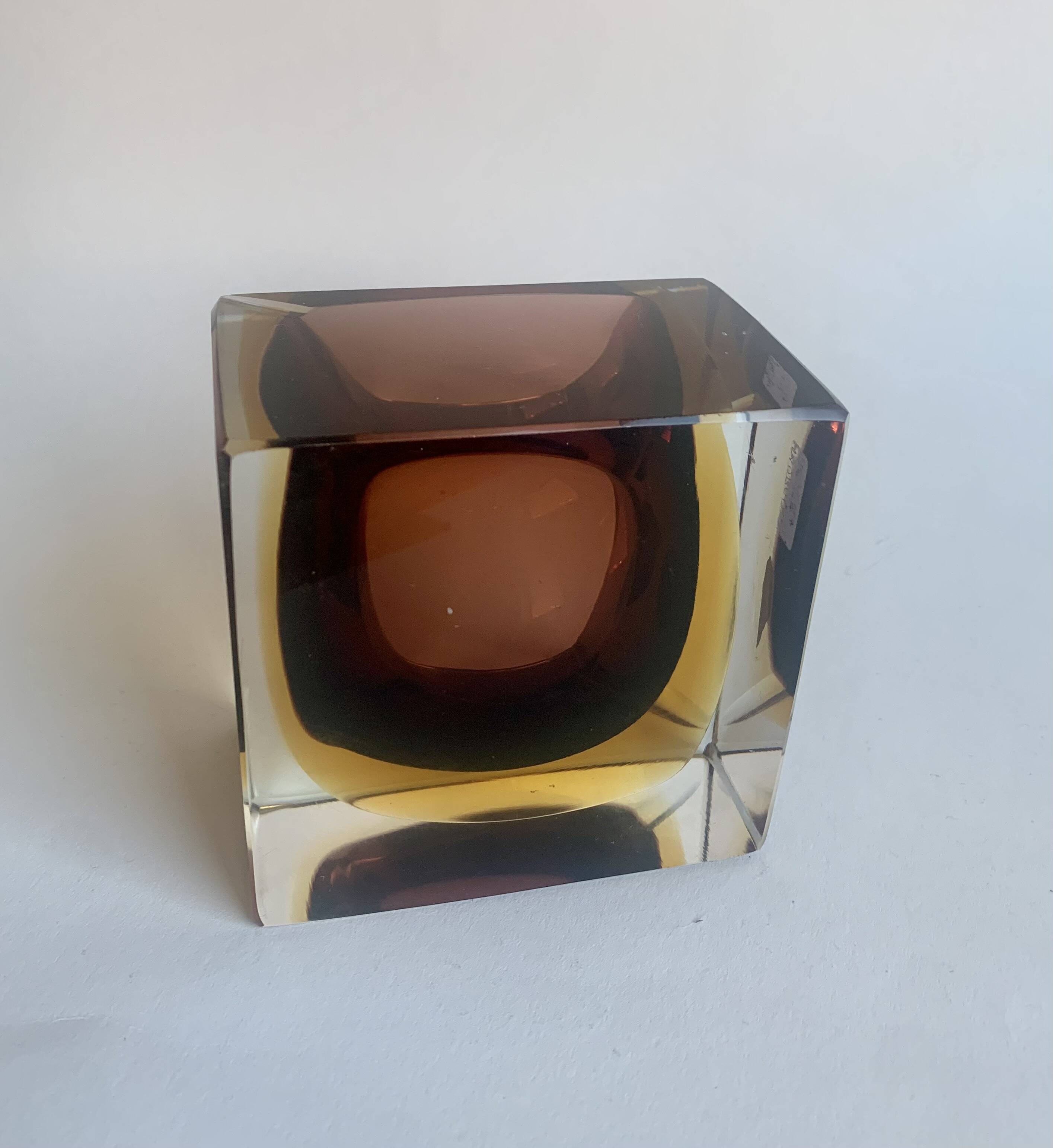 Sommerso Murano Glass Ashtray by Flavio Poli