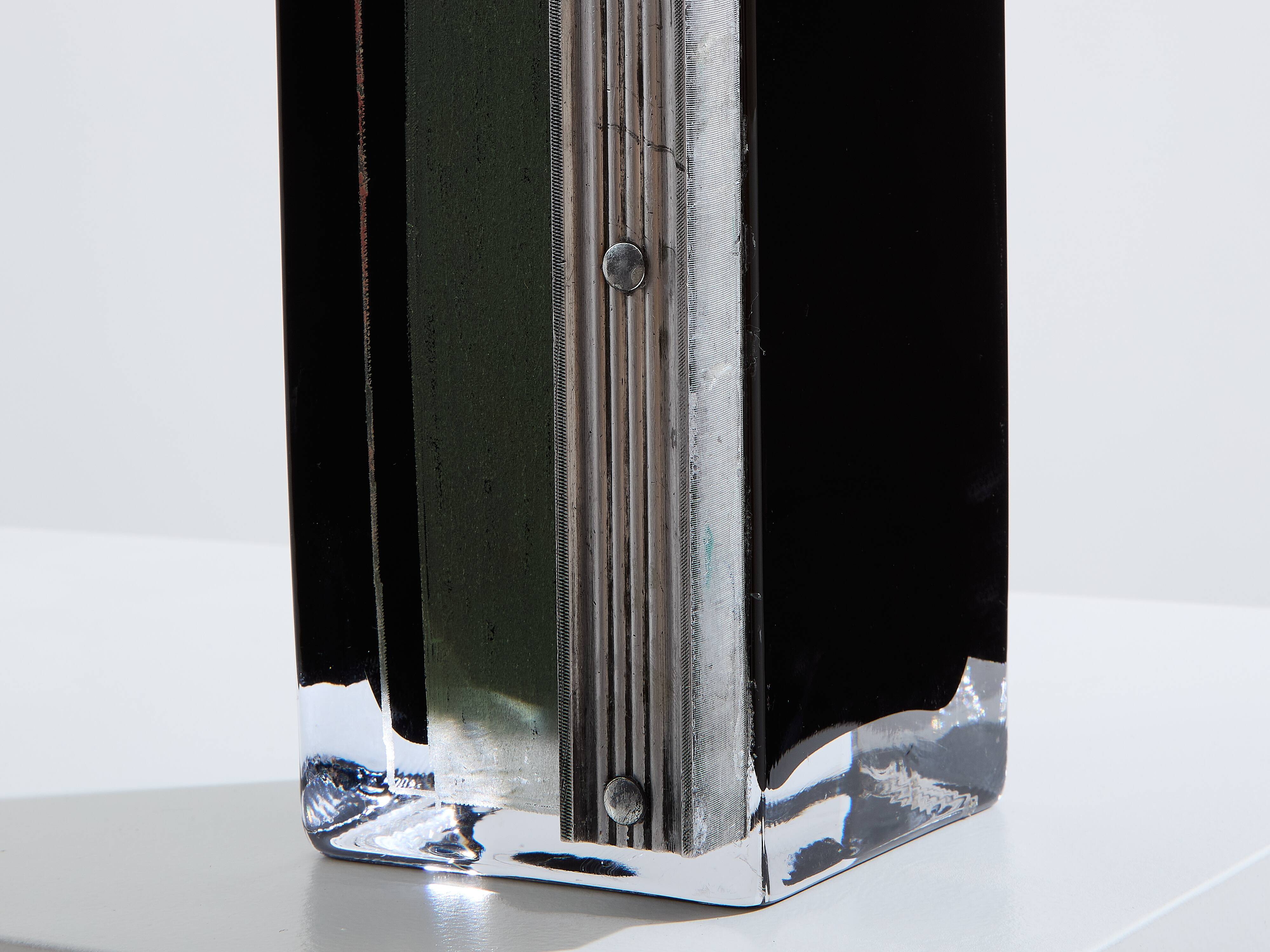 Art Deco vase in black green opaline glass Anatole Riecke 1939