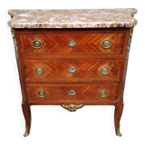 Transitional marquetry chest of drawers