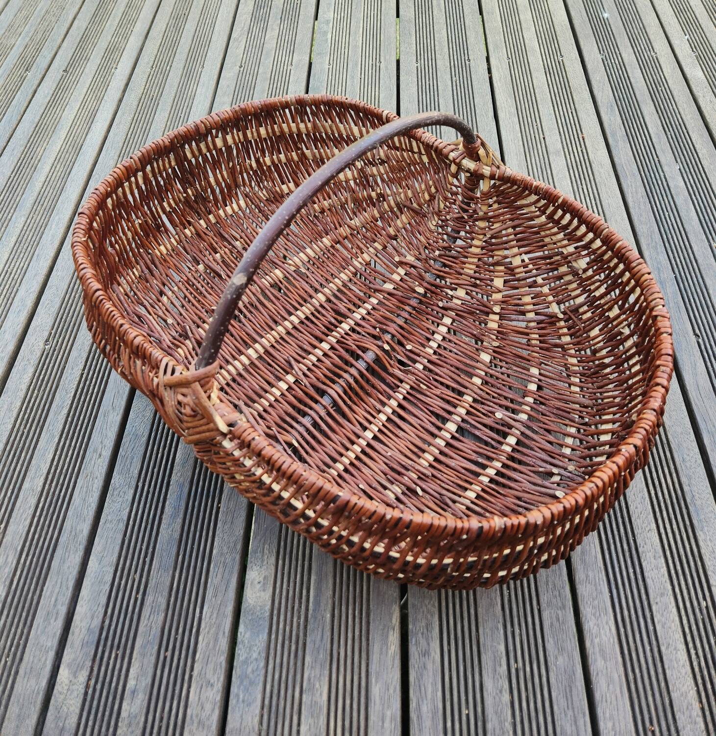 Vintage wicker gathering basket
