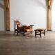 Jangada lounge chair with ottoman in cognac leather by Jean Gillon, Brazil, 1960s