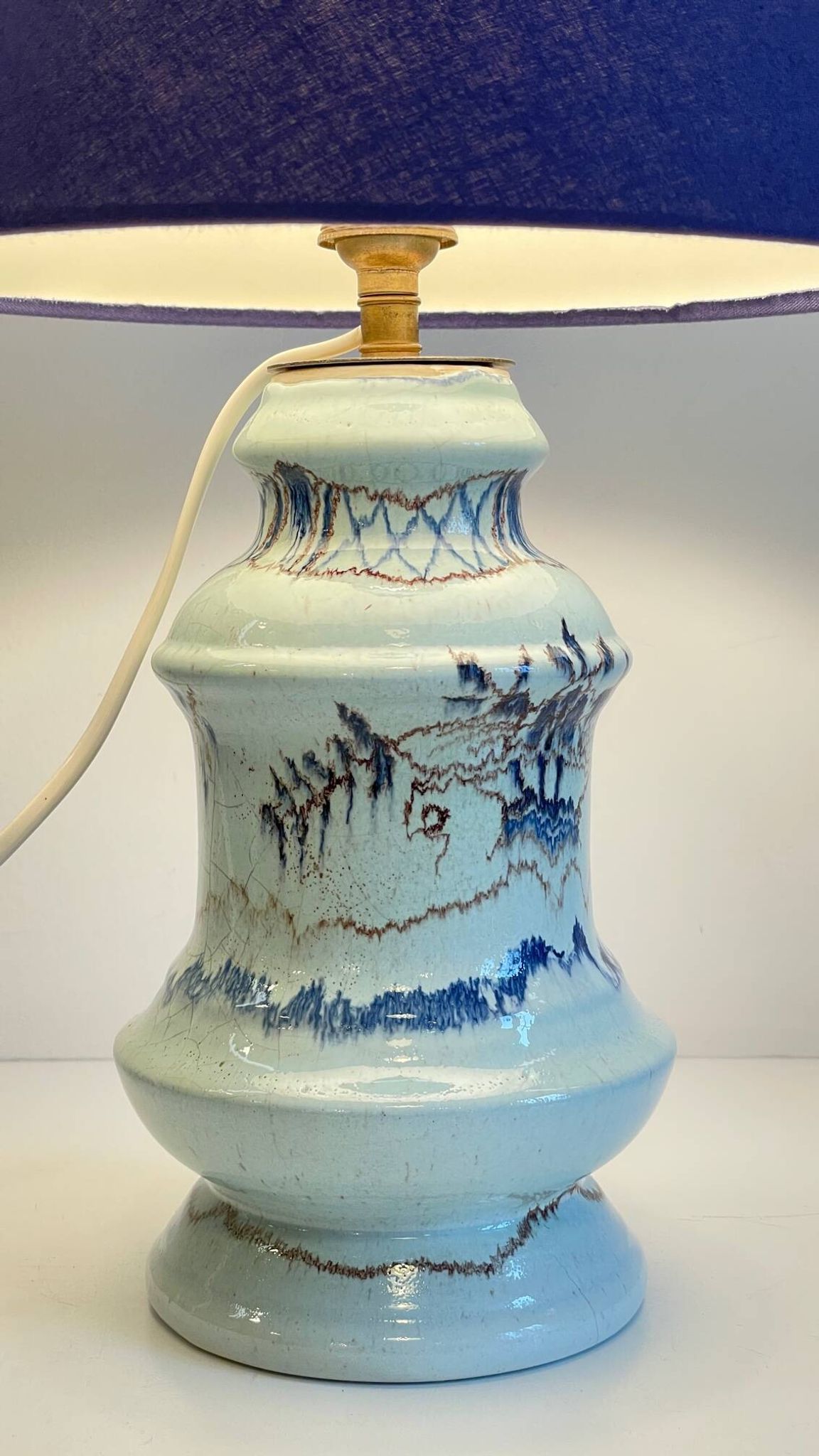 Lampe céramique bleue océan