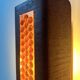 Pair of vintage wall lights, teak and amber glass, Sweden 1960