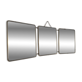 Vintage 1950s triptych mirror barber hairdresser brick - 27 x 67 cm